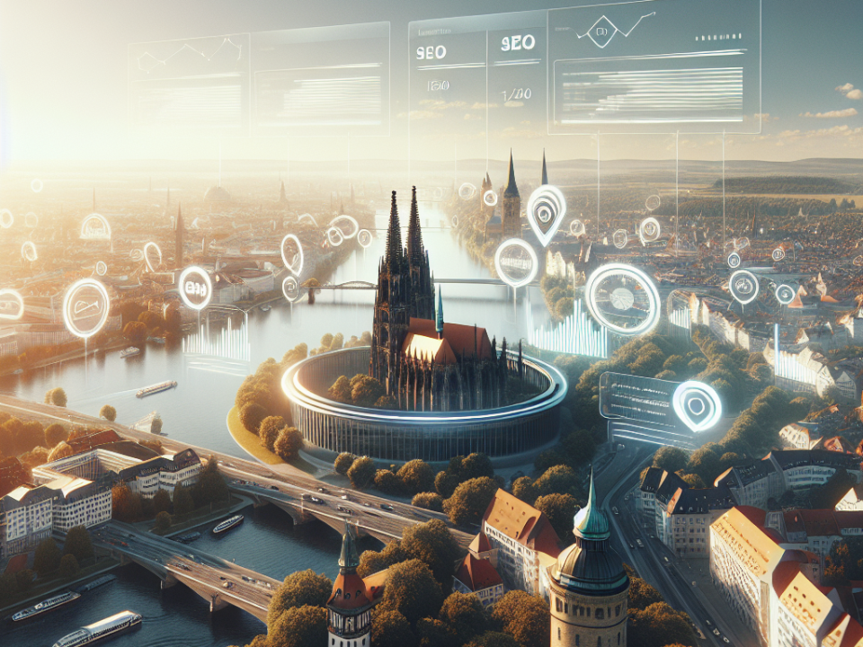 Aerial view of a city with a prominent cathedral surrounded by futuristic digital data overlays and holographic interfaces.